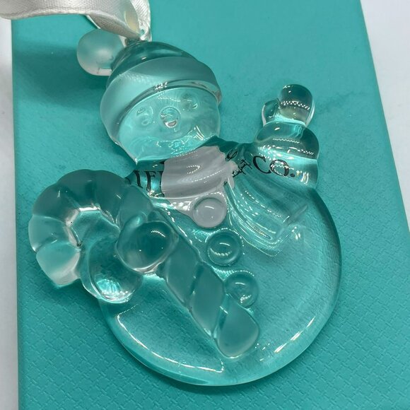 Tiffany & Co. Glass Snowman Ornament Christmas Decoration (Replaced Ribbon)
